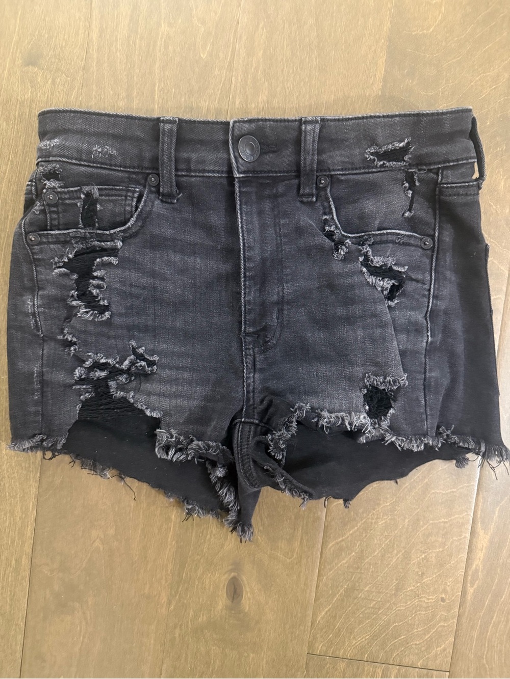 American Eagle Outfitters Distressed Black Jean Shorts